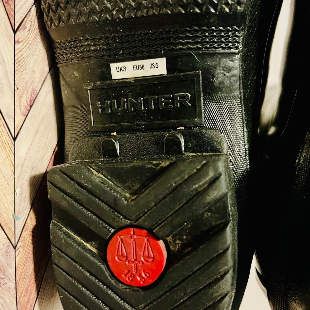 Hunter Original Tall Clear Haze Ombre Black Grey Rubber Rain Boots US 5 Wellies - Picture 13 of 16